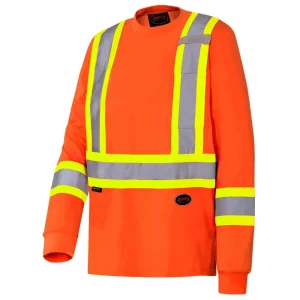 Pioneer Men's Hi-Vis 100% Cotton Long Sleeve Work Shirt 6981A