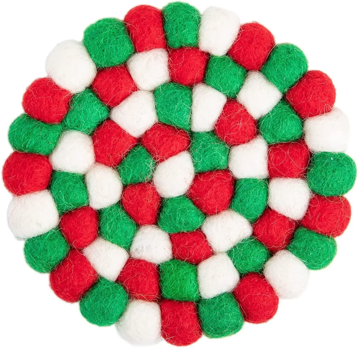 Square Felt Ball Coasters - 100% Merino Wool Table Coasters - Felt Coaster Pads, Absorbent Trivet for Drinks - Heat Resistant, Thick & Durable Hand Felted in Nepal by Woolygon- Multicolor - Set of 5 - Image 6
